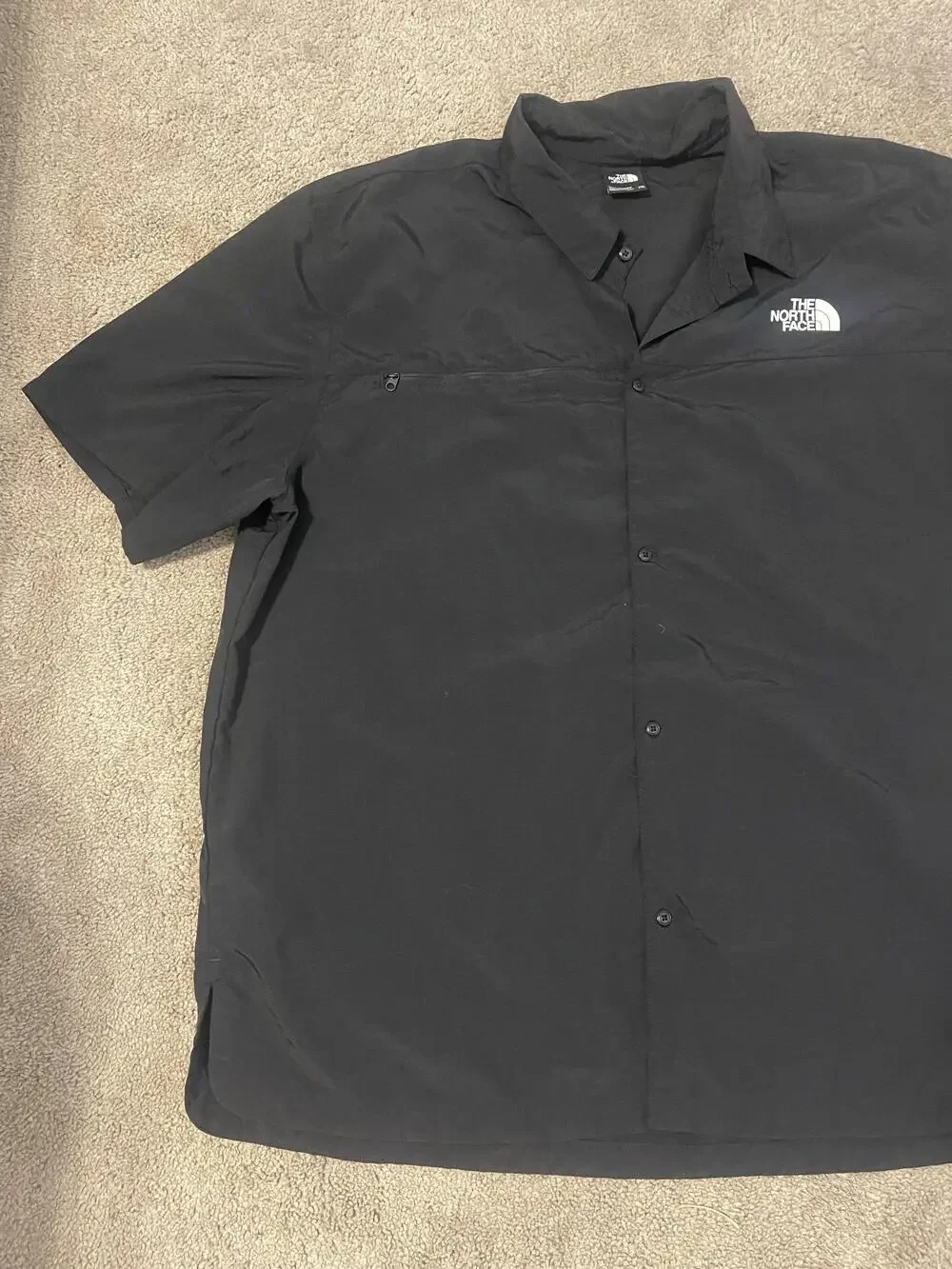 The North Face Shirt Mens 2XL Black Short Sleeve Button Front Outdoor Hiking